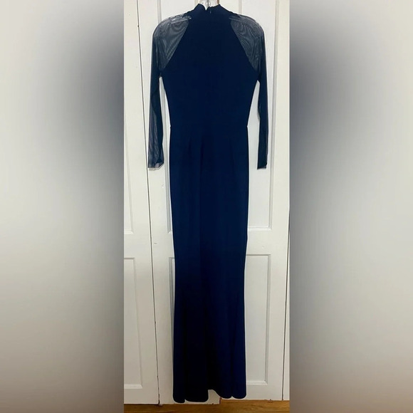 Chiara Boni Maylys Mock-Neck Long-Sleeve Illusion Gown - Picture 8 of 14